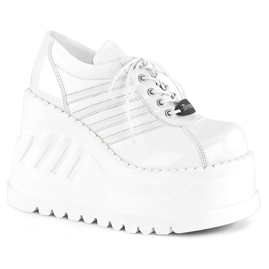 Chaussures Plateforme Demonia Stomp 08 Vegan Cuir Femme - Blanche 12039-LPYU